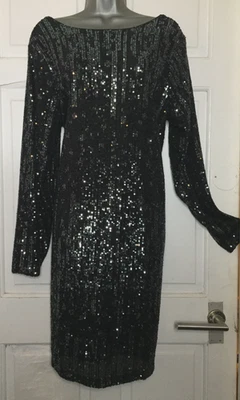 NEXT.....SIZE UK 16.....GORGEOUS BLACK SEQUIN PARTY DRESS....LOOK - Image 1 of 4