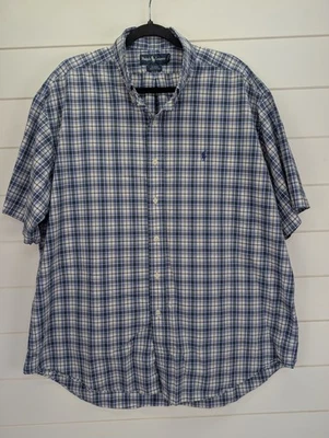 Camisa Ralph Lauren Blake Abotonada Hombres XL Azul A Cuadros Manga Corta Clásica  Foto 1 de 4