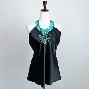 Top halter con cuentas de satén y2K Charlotte Russe de lentejuelas  - Imagen 1 de 6