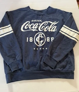 Blue Coca-Cola Classic Graphic Crewneck Sweatshirt Jumper Unisex Size XL - Bild 1 von 8
