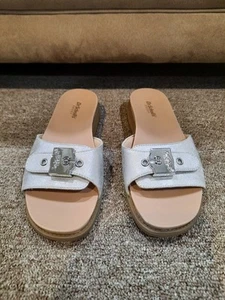 Dr. Scholl's neue Schnalle Pantoletten Sandalen - Island Icon Silber Größe 7m bequem - Bild 1 von 5