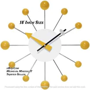 George Nelson Steel Ball Clock Yellow Edition Wall Clock Home Decor Replica Gift - Picture 1 of 5