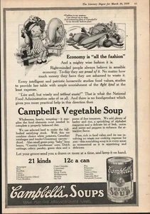 Sopa Campbell - 1918 - Sopa de verduras - Sopa Campbell para niños - Moda - Imagen 1 de 1