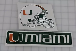 Set of 2 Miami Hurricanes NCAA Vinyl Bumper Sticker Decal Cornhole Wall Car - Picture 1 of 1