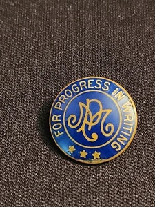 Vintage For Progress In Writing, 3 Star Brass Enamel Lapel Pin. L.G. Balfour Co - Picture 1 of 3