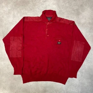 Paul & Shark Yachting Sweatshirt Mens Large Henley Collared Jumper, Red - Picture 1 of 12