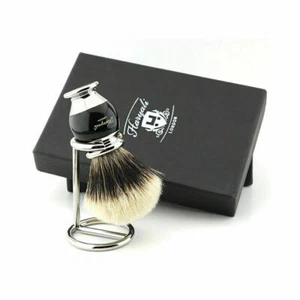 Luxus Herren Rasieren Zuhause Salon Kit Friseur beste Silberspitze Haarbürste mit Ständer - Bild 1 von 3