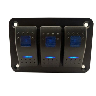 Car 3 Gang Toggle Rocker Switch Panel LED Light ON-OFF Boat Truck Marine 12V-24V - Image 1 of 4