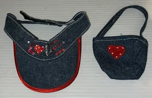 BUILD A BEAR BAB CLOTHING VISOR CAP AND PURSE LOT BLUE DENIM - Picture 1 of 4