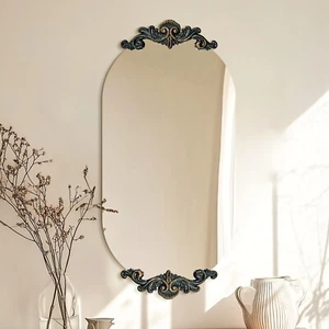 Traditional Arch Mirror Baroque Style Wall Decor Mirror Antiqued Brass Hallway - Picture 1 of 16