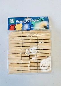 50 Pcs Wood Clothespins Laundry Clothes Pins Large Spring NEW - Picture 1 of 6