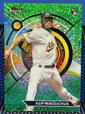 2023 Topps Finest KEN WALDICHUK Green Speckle Refractor 023/125 Athletics RC - Image 1 of 2