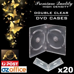PREMIUM 20 x Double Clear DVD Case DVD Covers w/ Clear Outer Wrap 14mm Spine - Zdjęcie 1 z 2