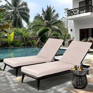 2PCS Set Outdoor Lounge Chair Cushion Replacement Patio Funiture Seat Cushion - Picture 1 of 12