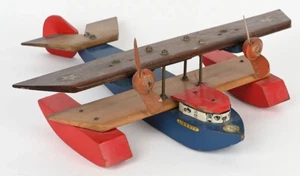 ANTIQUE 1920s LIBERTY PLAYTHINGS MECHANICAL WINDUP Seaplane Vintage clockwork - Picture 1 of 5