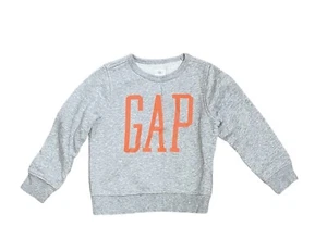 Gap Boys Grey Fleece Orange Logo Crewneck Longsleeve Sweater Shirt Size 5 - Picture 1 of 3
