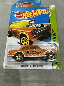 Hot Wheels HW Workshop '55 Chevy Bel Air Gasser Heat Fleet Orange white flames - Picture 1 of 2