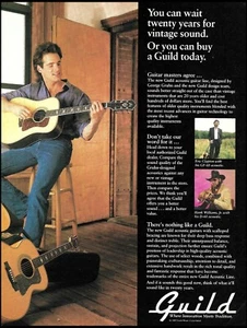 1987 Guild GF-60 D-60 acoustic guitar ad with Eric Clapton Hank Williams Jr. - Picture 1 of 3