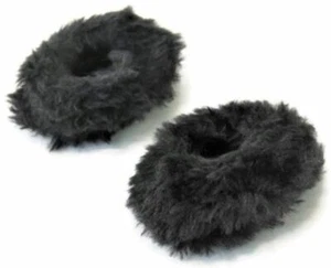 Black Fuzzy Slipper Shoes for 18 inch Girl Dolls Clothes Sleepwear - Picture 1 of 1