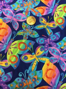Butterfly Robert Kaufman Rare oop Fabric 1 Yard 100% Cotton Free Shipping GT1 - Picture 1 of 5