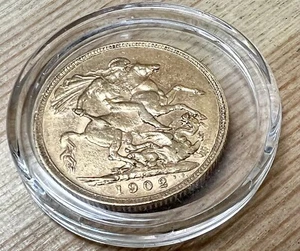 ๐ฅ1902-P AUSTRALIA PERTH MINT KING EDWARD VII GOLD SOVEREIGN ANTIQUE COIN - Picture 1 of 8