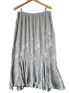 SPENCER ALEXIS Skirt Women 2X Silk Floral Maxi Ruffle Jacquard Whimsy Fairycore - Picture 1 of 9