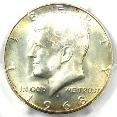 Moneda de medio dólar Kennedy 1968-D 50C - PCGS MS67 - Rara en MS67 - Valor de $650 Foto 1 de 4