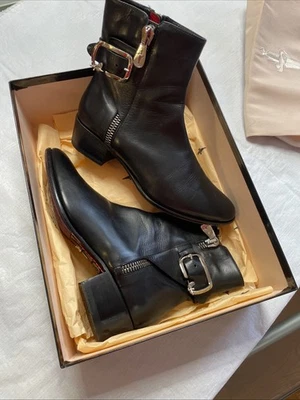 Cesare Paciotti Black Leather Boots Italian Designer Boots Women's 37 - Image 1 of 4