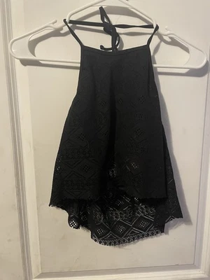 Traje de baño So Brand halter top crochet negro Foto 1 de 2