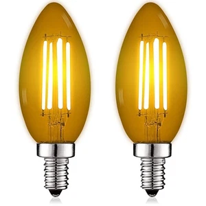 Luxrite E12 LED Filament Yellow Light Bulbs, 4.5W=40W, UL, E12 Base 2 Pack - Picture 1 of 7