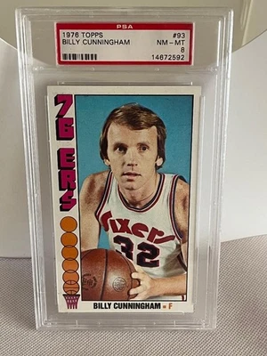 Billy Cunningham 1976 Topps #93 PSA 8 (NM-MT)  Philadelphia 76ers HOF - Image 1 of 2