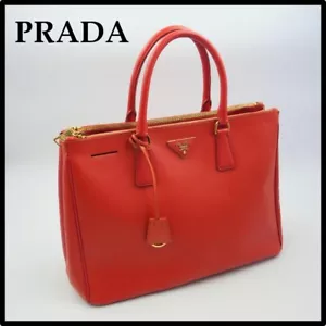 PRADA Galleria Saffiano Leather Red Tote Bag A4 from japan Authentic - Picture 1 of 10
