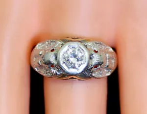 Comfort Fit 14K & Platinum 1/2 Ct Round Diamond Masonic 32nd Degree Ring, s10.75 - Picture 1 of 6