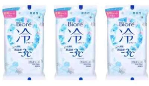 KAO Biore Cool Sheet Body wipes deodorant 3 packs Unscented JAPAN NEW - Picture 1 of 4