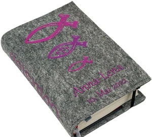 Gotteslob hülle mit Namen aus Filz fische pink Gesangbuch einband - Bild 1 von 9