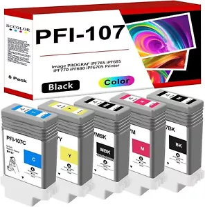 Cartuccia di inchiostro PFI-107 set 5 confezioni per Canon PFI107 PFI107MBK PFI107BK PFI107C-NEW - Foto 1 di 10