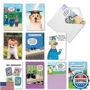 NobleWorks 10 Assorted Box Set Humorous Graduation Greeting Cards w/5 x 7 Inc - Picture 1 of 5