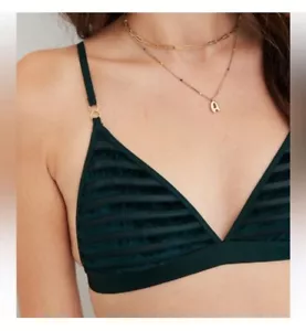 Nuevo con etiquetas Bralette Aerie Terciopelo Rayas Sexy Vacaciones Triángulo Verde Bosque Profundo Talla S - Imagen 1 de 6
