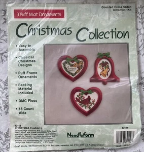 Needleform Navidad Colección Clásica Punto de Cruz 3 Puff Mat Adorno Kit - Imagen 1 de 2