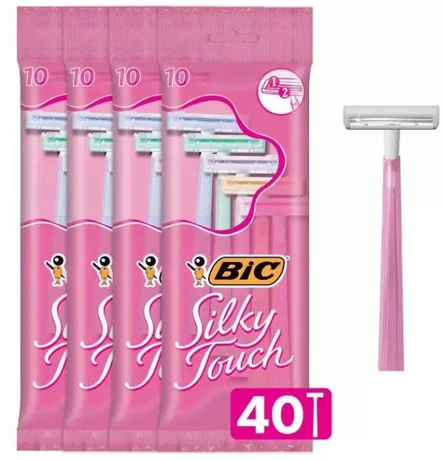 Maquinillas de afeitar desechables BIC Silky Touch de doble hoja para mujer - 40 unidades (4 paquetes de 10) Foto 1 de 4