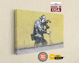 Banksy Flower Print Urban Street Art Canvas Print Museum Quality Decor - Picture 1 of 8