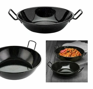 28cm Original Enamel Karai Wok Heavy Duty Frying Kadhai Kadai Karahi Dish Pan UK - Picture 1 of 4