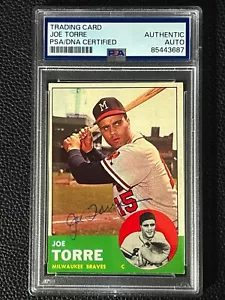 Joe Torre Atlanta Braves 1963 Topps #347 autógrafo firmado PSA ADN - Imagen 1 de 2
