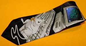 MEN'S ADDICTION BLACK/GREY COMPUTER/MOUSE MOTIF ALL POLYESTER TIE - NECK TIES. - Picture 1 of 3