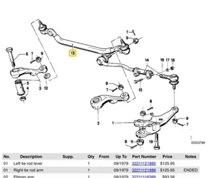 BMW Central Tie Rod Drag Link 730 - 733 (antes’84) montaje OE alemán envío gratuito - Imagen 1 de 4