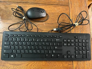 Dell Computers Slim Wired KB113t Keyboard & Dell Wired Mouse Black - Picture 1 of 8