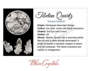 TIBETAN QUARTZ Crystal Information Card, Double sided #HC105 - Picture 1 of 2