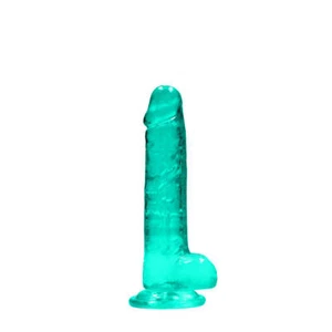 Shots Real Rock Crystal Clear 7 Inch Dildo With Balls - Turquoise - Picture 1 of 6