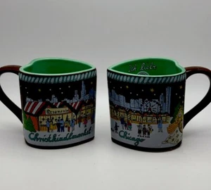 Set di 2 tazze da caffè souvenir a forma di cuore Christkindlmarket Chicago 2018 - Foto 1 di 7