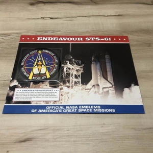 Vintage Official NASA Emblem Patch ENDEAVOUR STS-61 With Mission Data Card - Picture 1 of 3